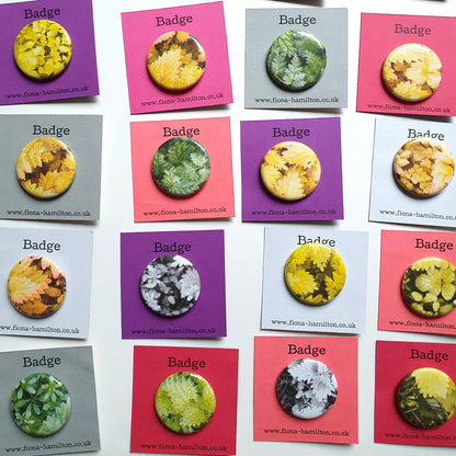 Riso woodland leaf nettle pin button badges