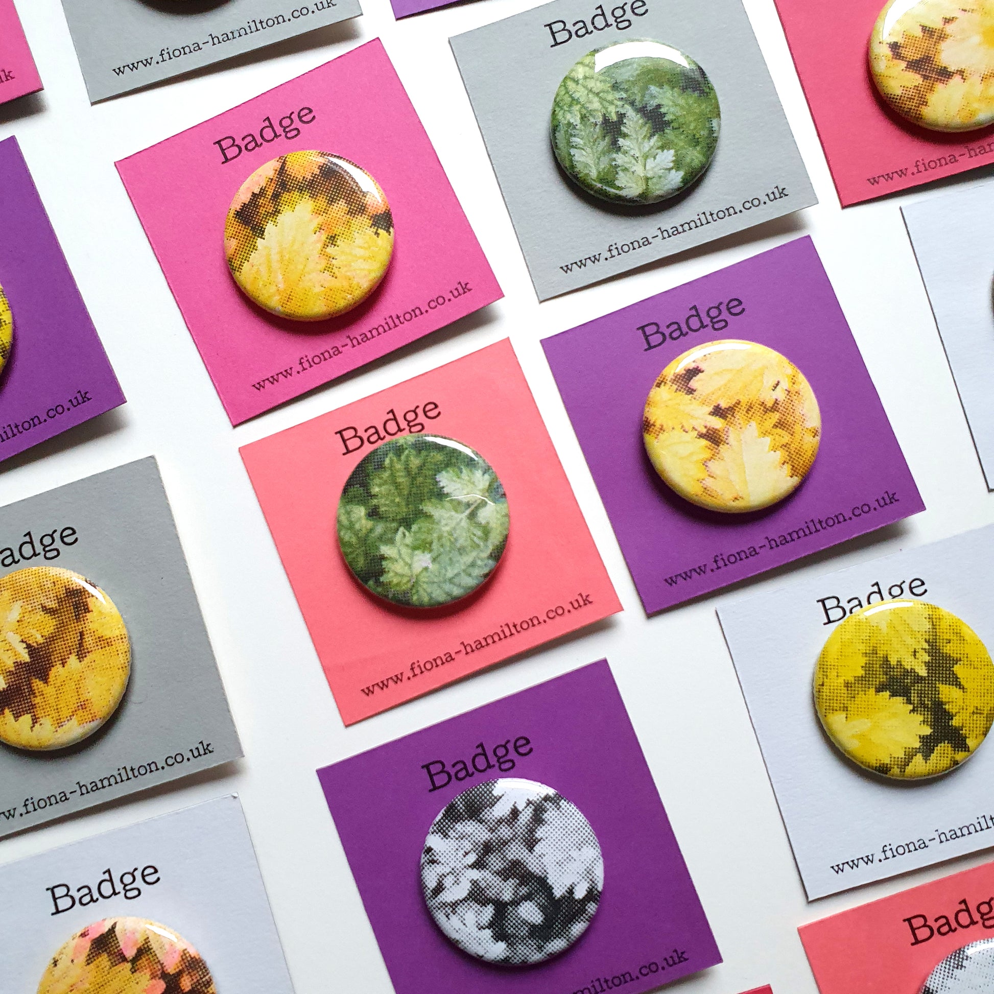 Riso woodland leaf nettle pin button badges