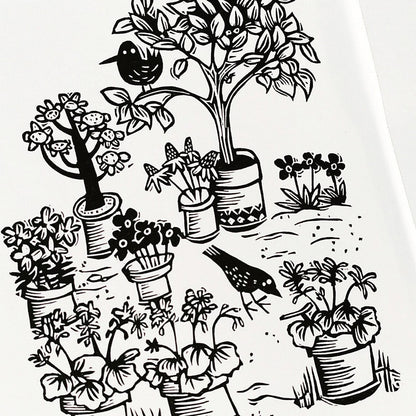 Secret Garden Linocut Art Print