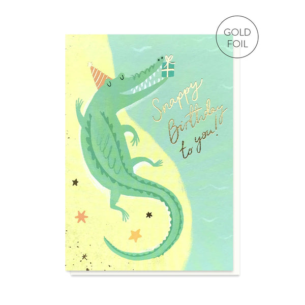 Snappy Birthday crocodile alligator greeting card by Stormy Knight