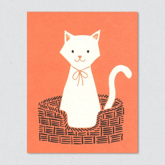 Cat basket greeting card by Lisa Jones Studio.