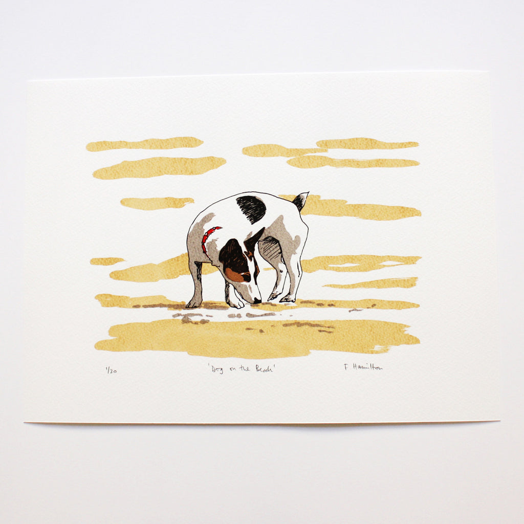 Dog on the Beach print by Fiona Hamilton