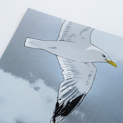 Flying Gull V Silver Print