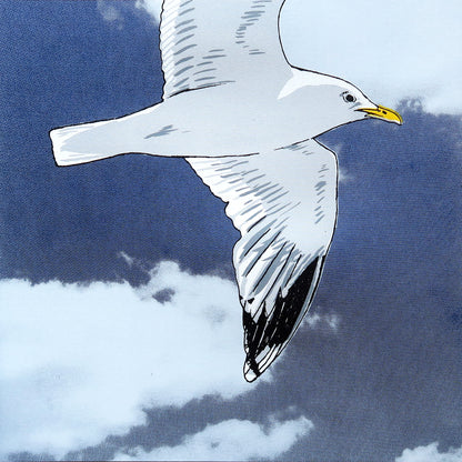 Flying Gull V Metallic Blue Print