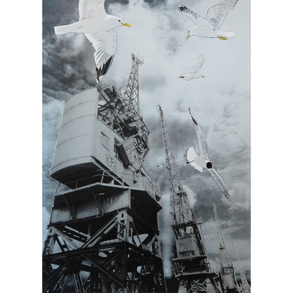 Gulls & Goods Cranes Metallic Dark Silver Print