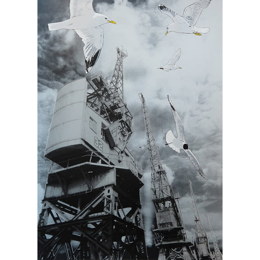 Gulls & Goods Cranes Metallic Dark Silver Print