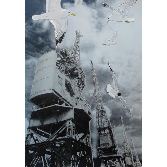 Gulls & Goods Cranes Metallic Blue Print