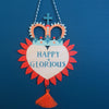 Laser cut and screen printed 'Happy + Glorious' Milagro charm by Fiona Biddington aka Paper Argonauts at Soma Gallery