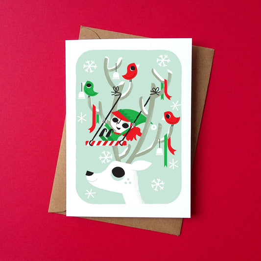 Elf Swing Christmas Card