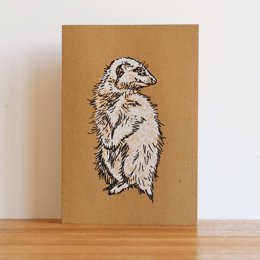 Meerkat greeting card by Fiona Hamilton.