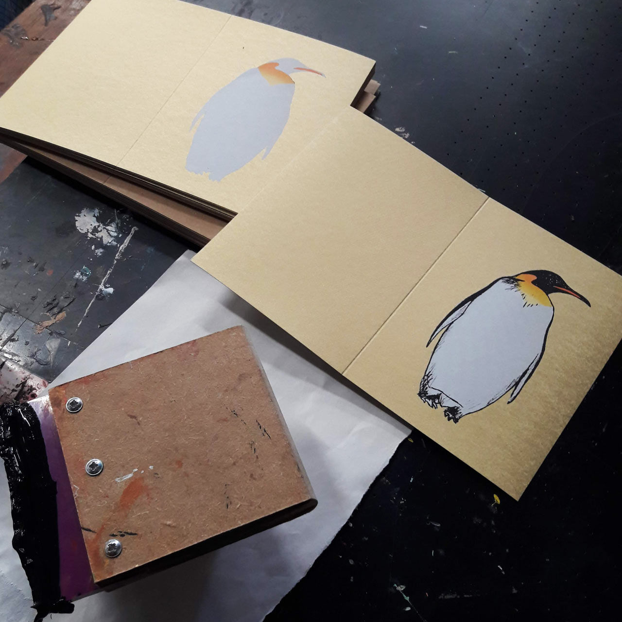 Penguin Gold Christmas Card