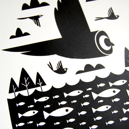 Night flight screen print by Peski Studio.