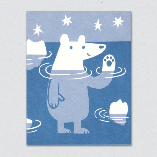 Paddling Polar Bear Christmas Card