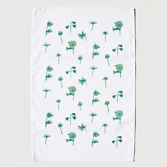 Wild Flowers Green Tea Towel